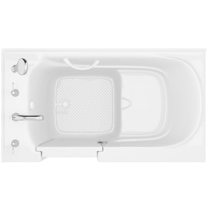 MediTub Collection 30 x 54 Left Drain Jetted Soaker Bathtub, white with fast-filling faucet set