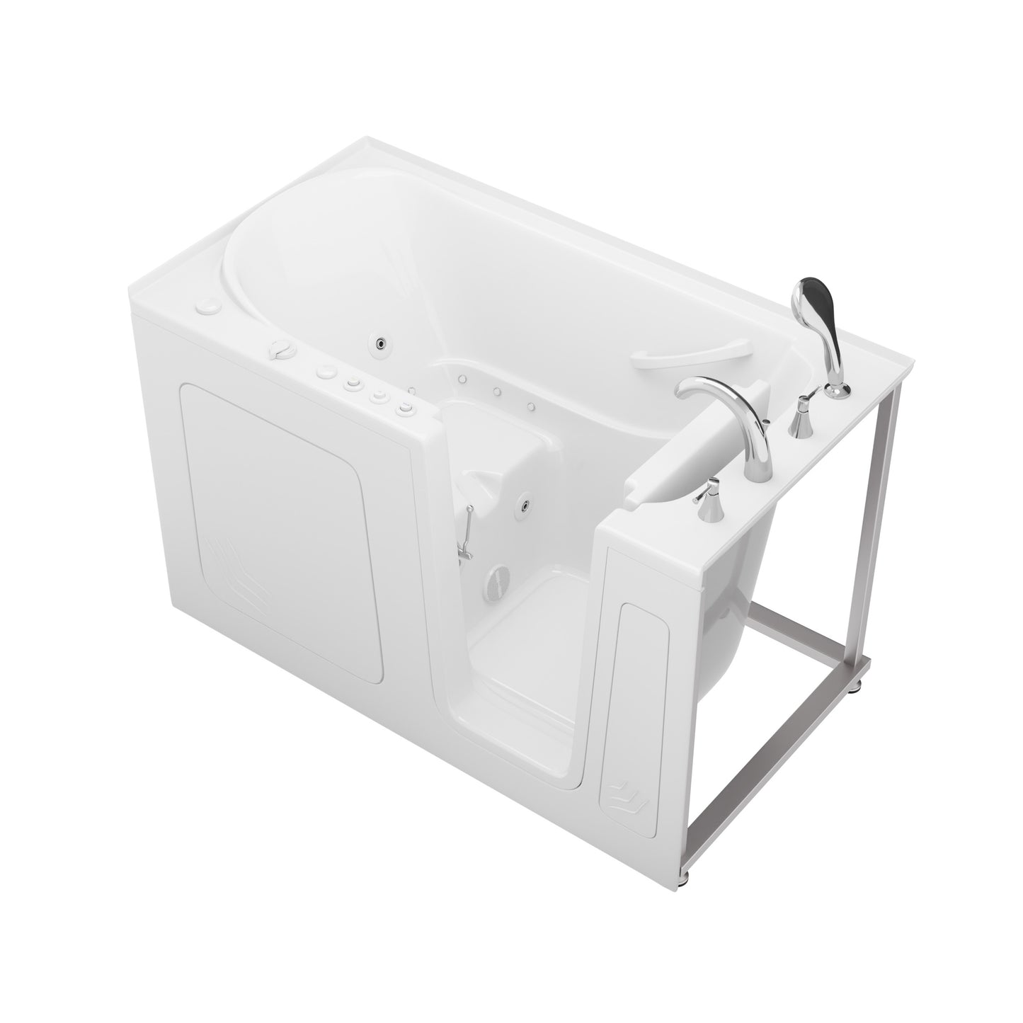 MediTub Collection 32 x 60 right-side drain jetted bathtub in white with chrome fixtures