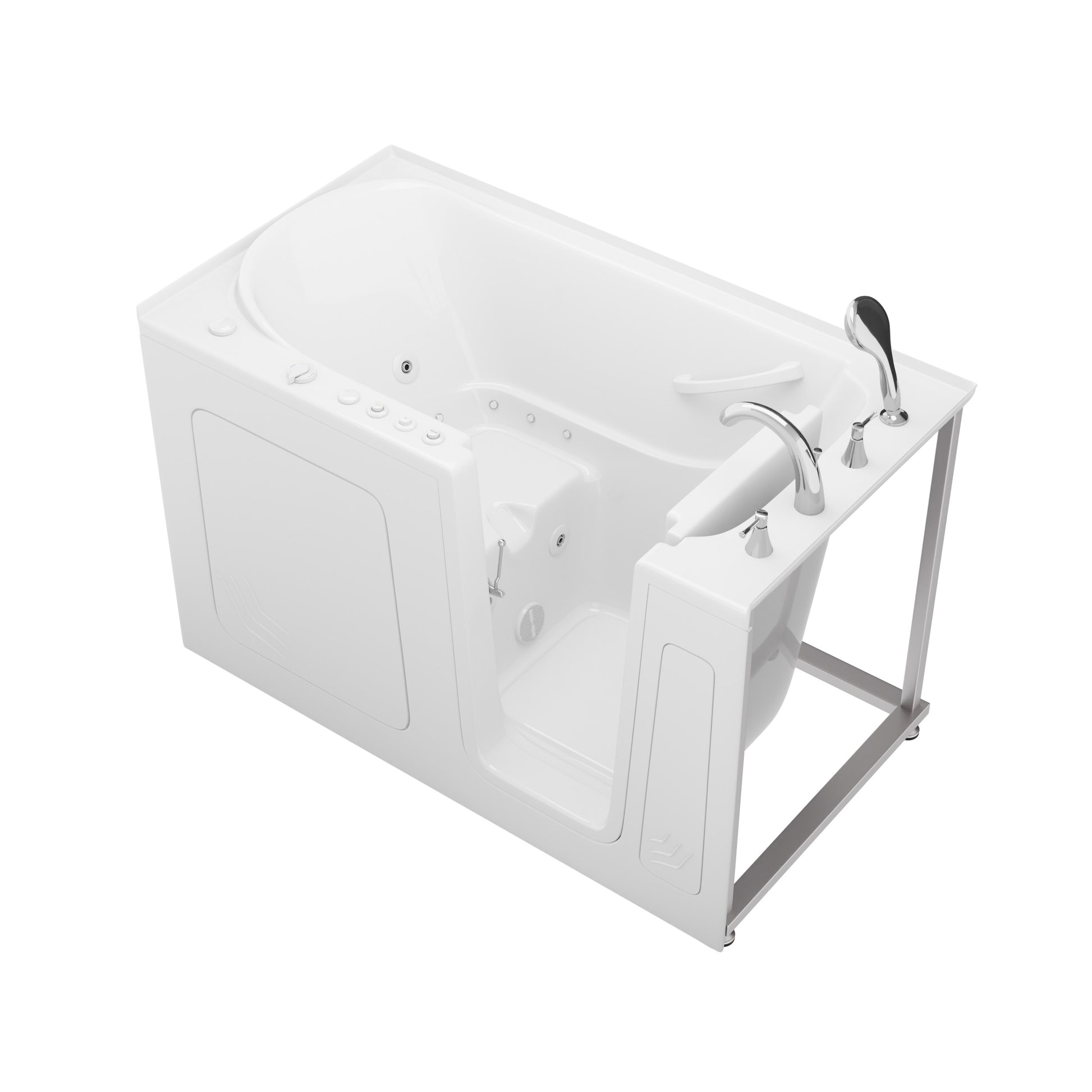 MediTub Collection 32 x 60 right-side drain jetted bathtub in white with chrome fixtures
