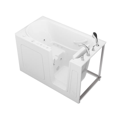 MediTub Collection 32 x 60 right-side drain jetted bathtub in white with chrome fixtures