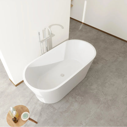 Flatbottom Freestanding Soaking Bathtub in  White/Polished Chrome