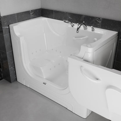 MediTub Collection 30x60 white air-jet alcove bathtub with right-side drain and chrome fixtures