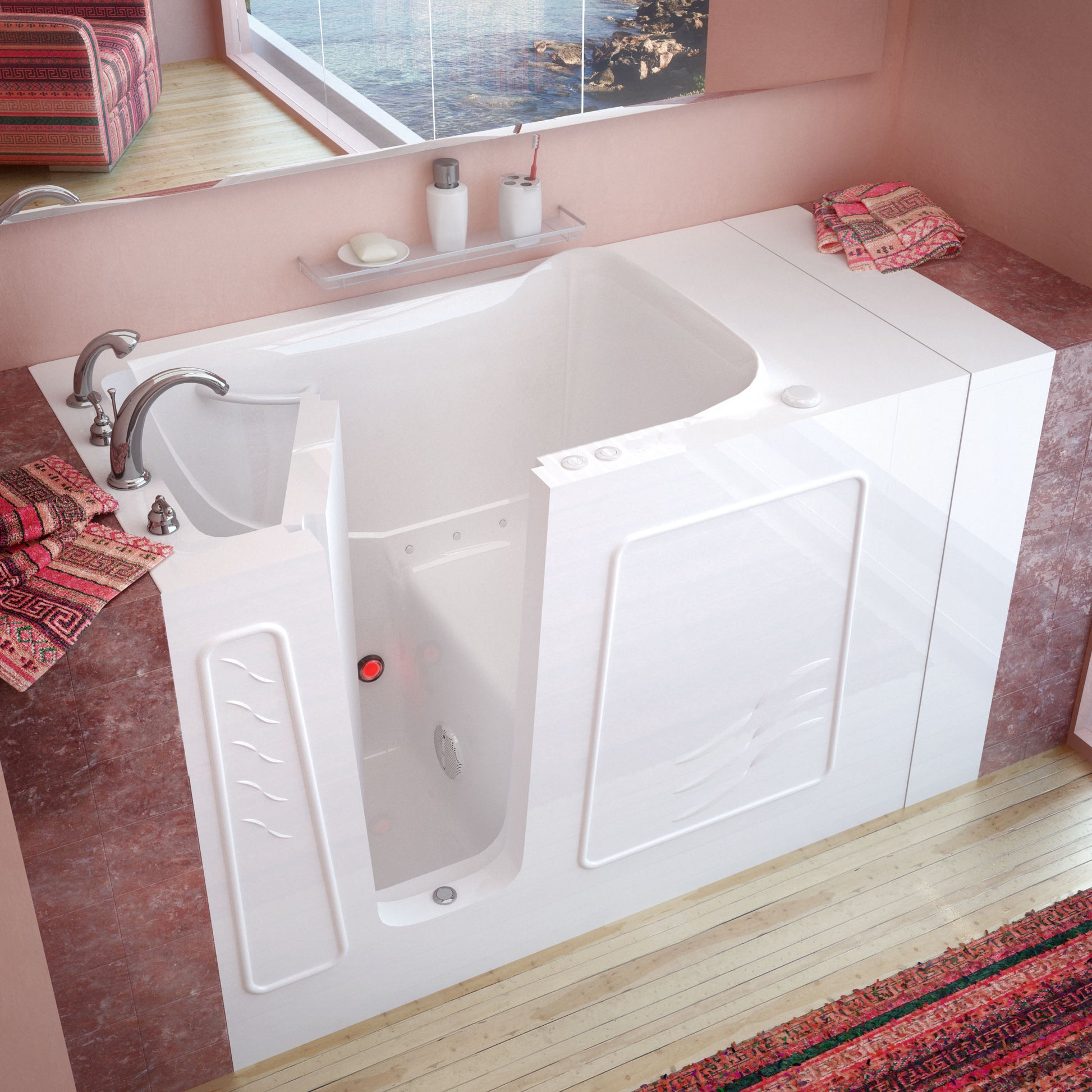 MediTub walk-in bathtub 30x52 left drain, white, air-jetted