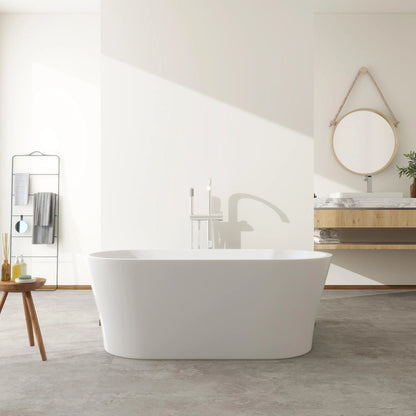 Flatbottom Freestanding Soaking Bathtub in  White/Polished Chrome