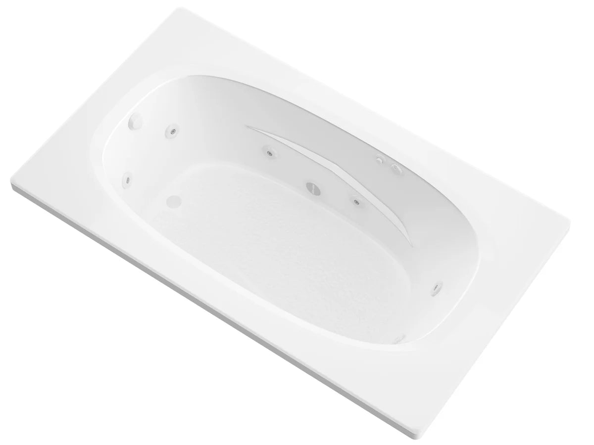 Polaris 36 x 66 Rectangular Whirlpool Jetted Bathtub with Reversible Drain