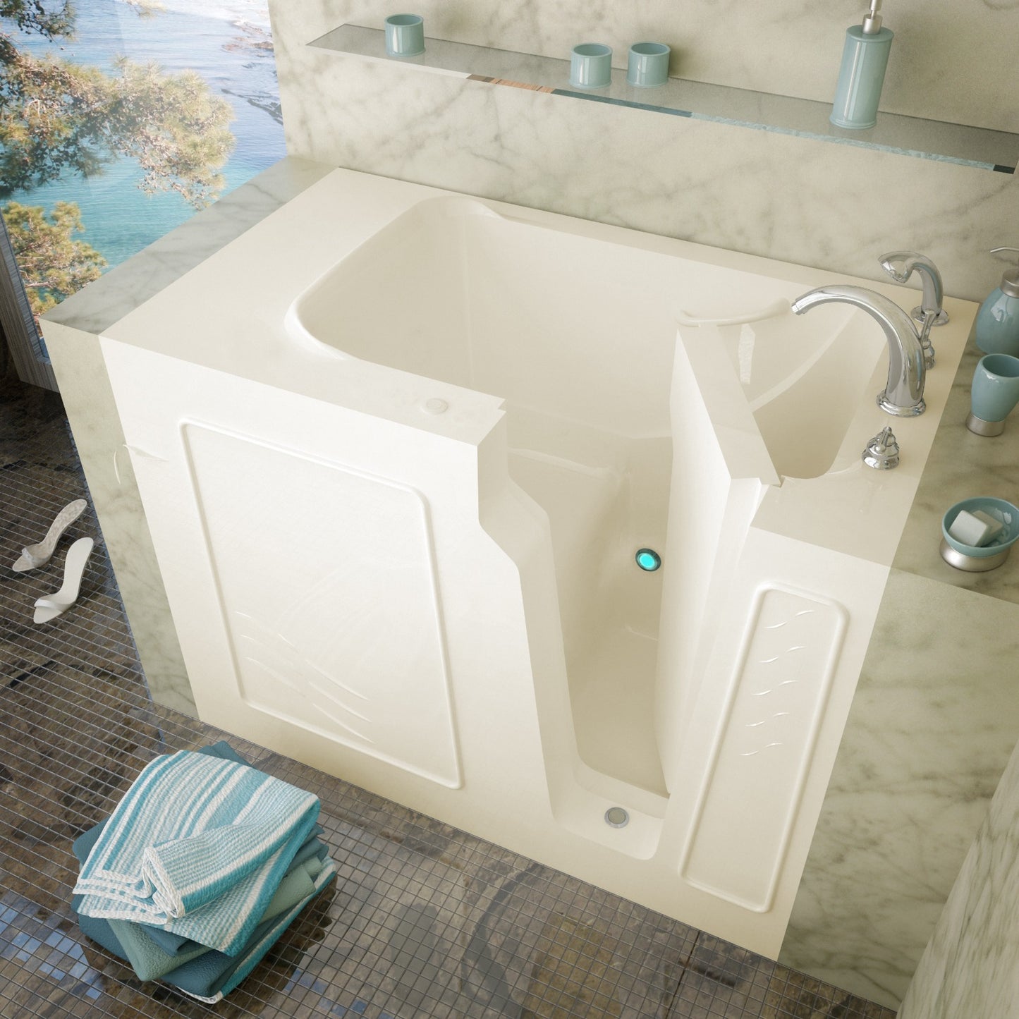 MediTub Walk In Bathtub 29 By 52 Left Drain Biscuit Soaking
