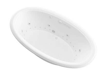 Topaz Series 78 in. x 44 in. Oval Whirlpool and Air Bathtub with Center drain and V-Style Back Jets in Glossy White