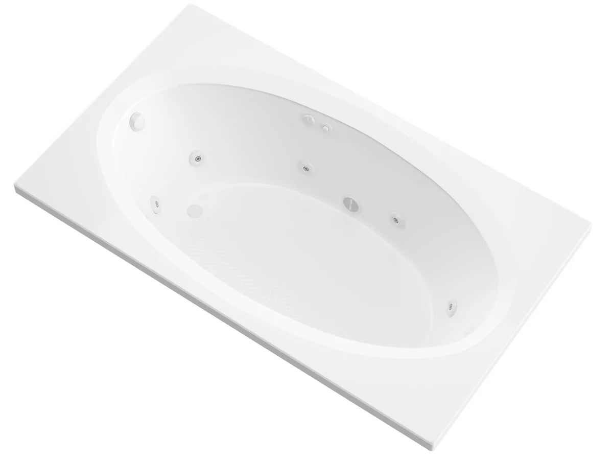 Vogue 42 x 72 Rectangular Whirlpool Jetted Bathtub with Reversible Drain