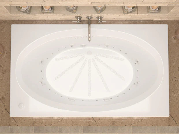 Vogue 71 in. x 42 in. Rectangular Whirlpool and Air Bathtub with Center drain and VS Jets and Aroma in Glossy White