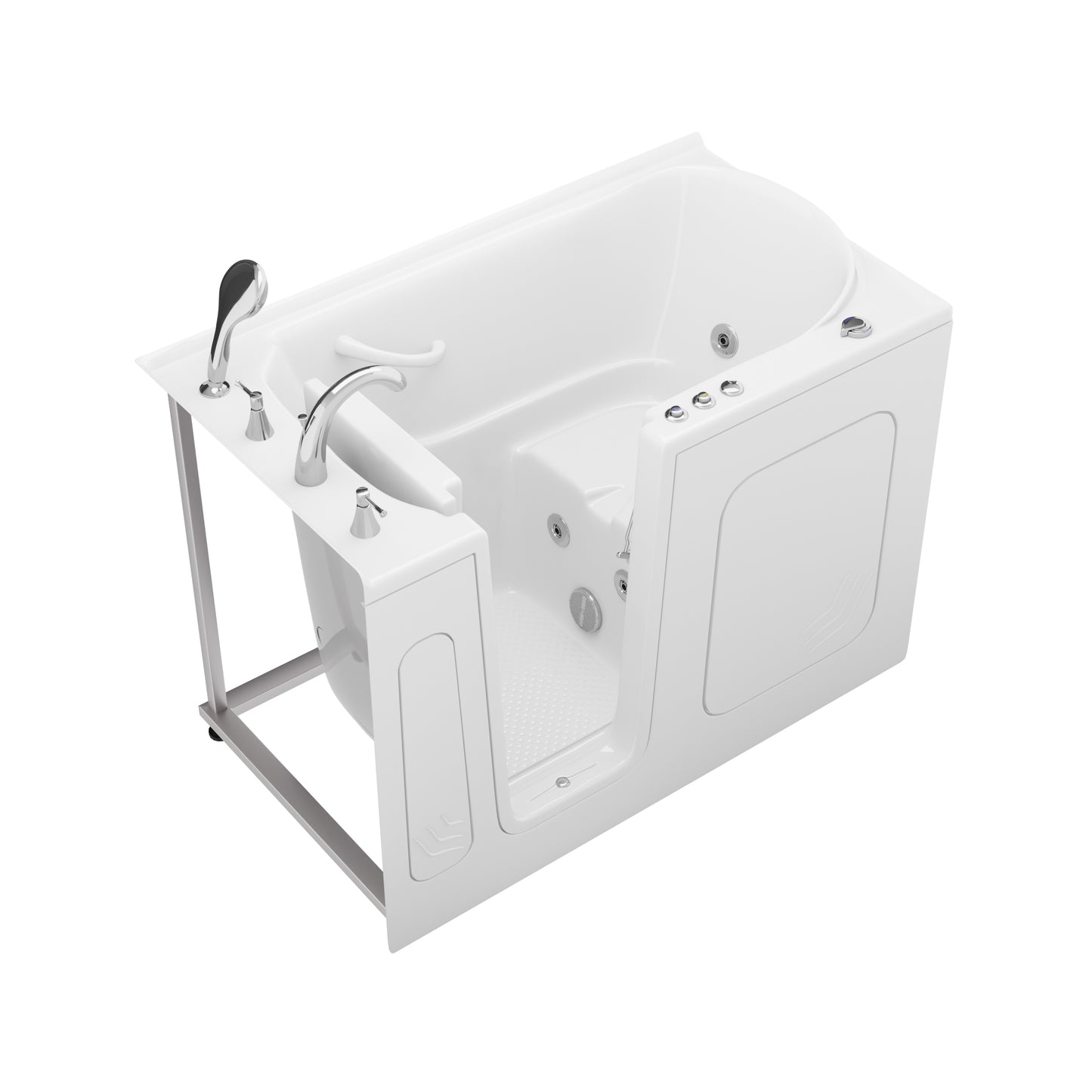 MediTub 30 x 54 in left-drain walk-in whirlpool tub in white with powered fast drain