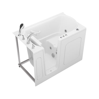 MediTub 30 x 54 in left-drain walk-in whirlpool tub in white with powered fast drain