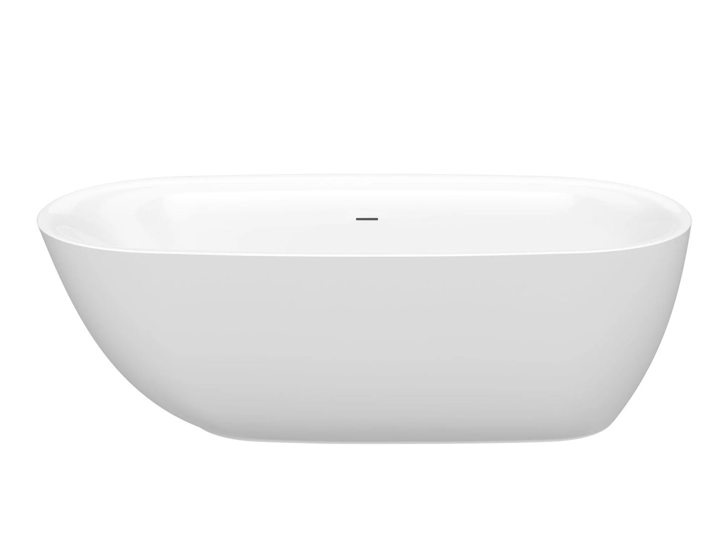 Ami Series 59 in. x 30 in. Flat Bottom Acrylic Freestanding 79 Gallon Soaking Bathtub with Center Drain in Glossy White