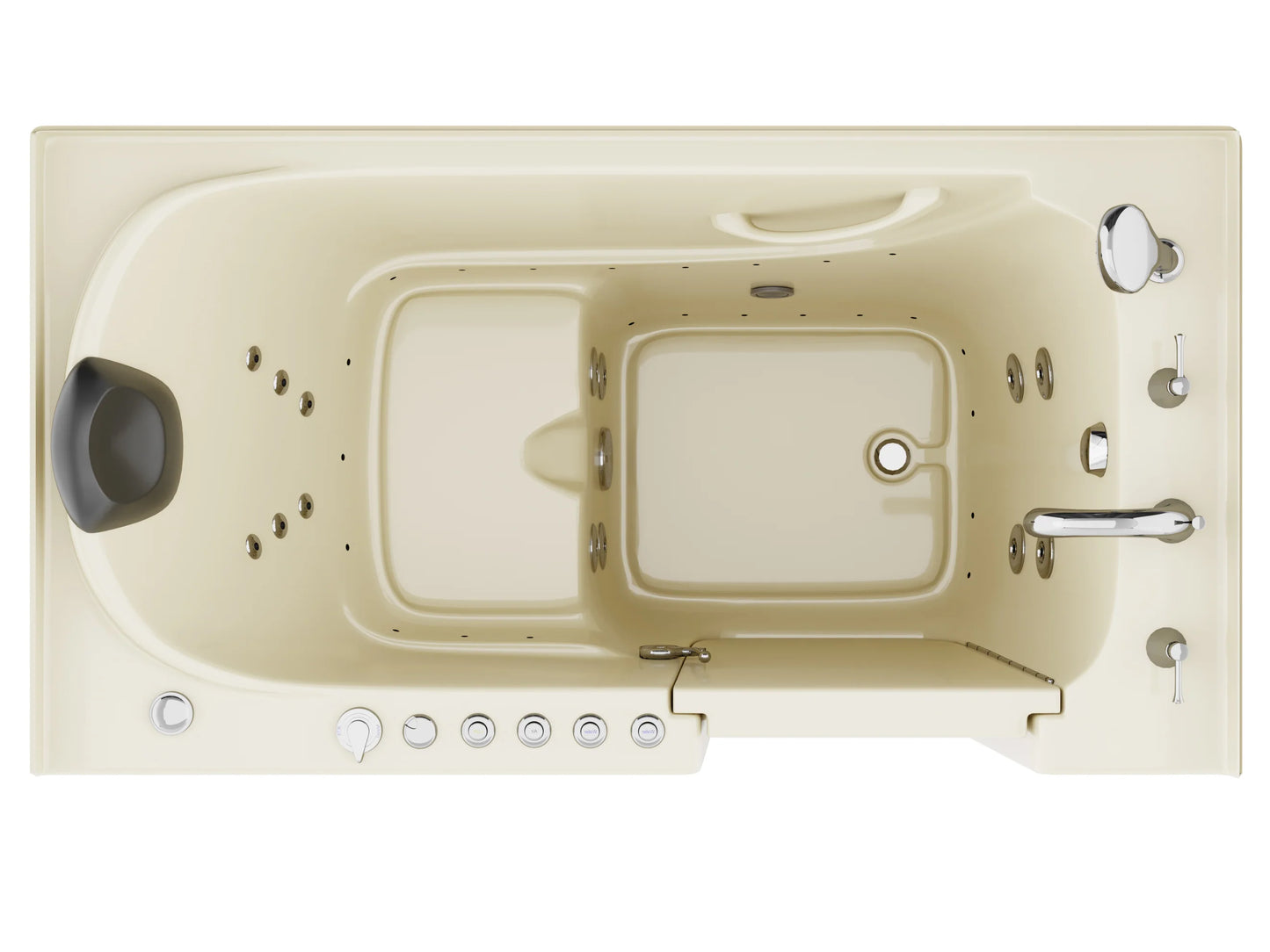 Nimbus Series 32 in. L x 60 in. W Left Side Drain Dual Jetted Bathtub in Biscuit with Microbubbles Jet