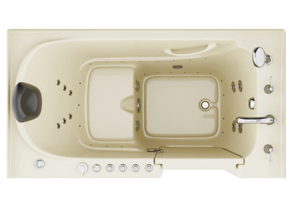 Nimbus Series 32 in. L x 60 in. W Left Side Drain Dual Jetted Bathtub in Biscuit with Microbubbles Jet