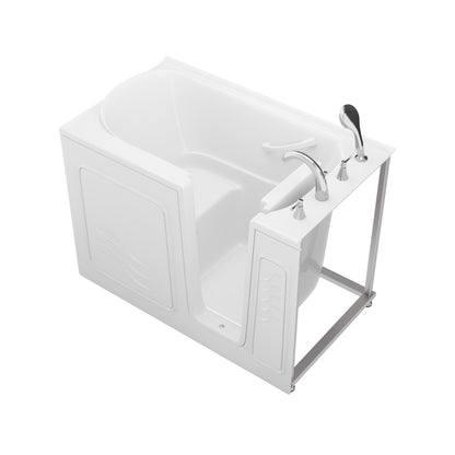 MediTub Collection 30x52 white alcove bathtub with right-side drain, jets, and faucet
