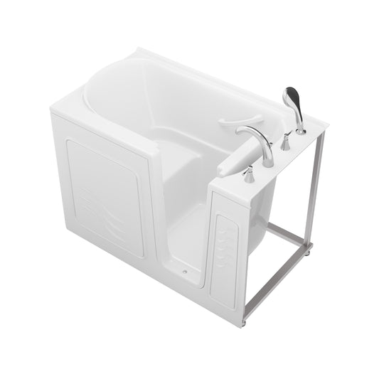 MediTub 30x52 Right-Drain Jetted Soaker Bathtub with Faucet Set, White