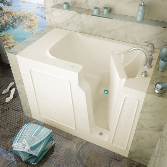 MediTub Walk In Soaking Bathtub 29 X 52 Left Drain Biscuit
