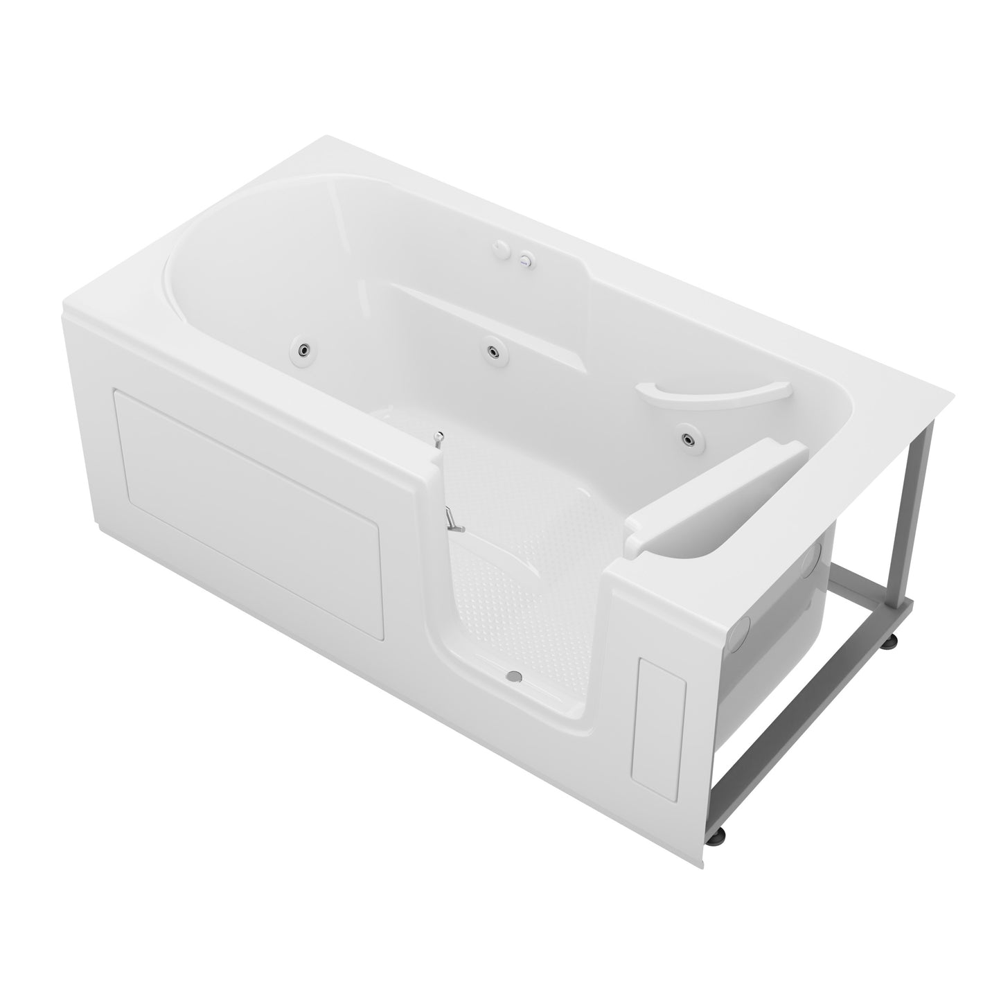 MediTub Collection 30x59 Whirlpool Jetted Bathtub with Right Drain, White, Easy Step Door