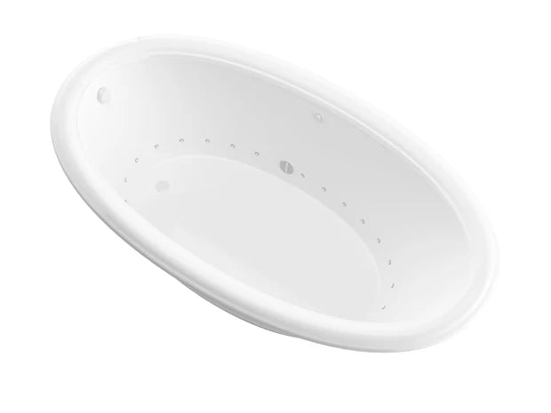 Topaz Series 60 in. x 36 in. Oval Air Bathtub with Left Side Drain and Marine Grade Acrylic in Glossy Smooth White