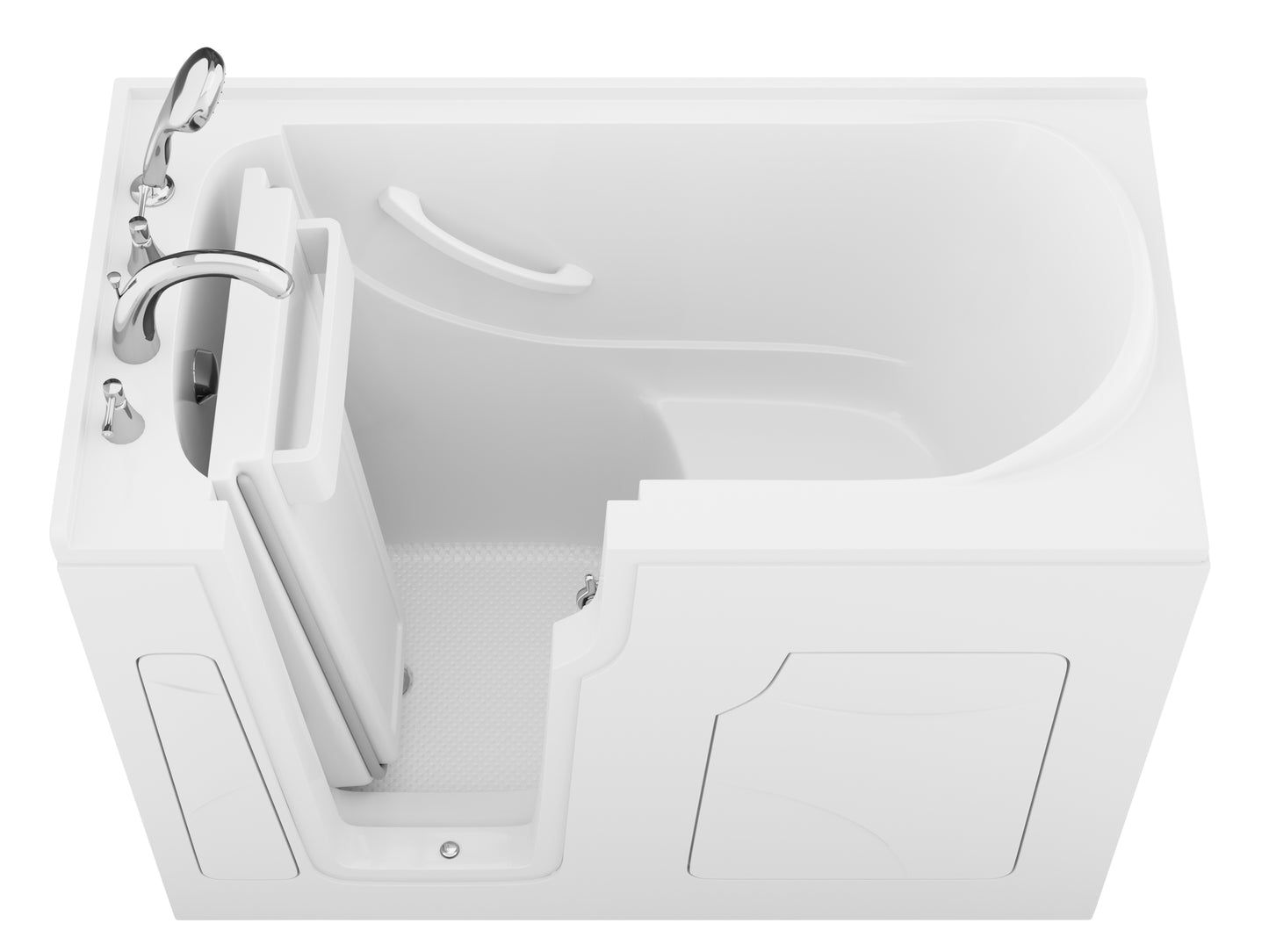 Celeste Series 60in x 28in left-drain walk-in soaking tub, white with chrome faucet by MediTub