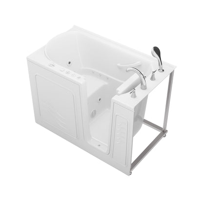 MediTub Collection 30x52 white jetted bathtub with right-side drain and powered fast drain