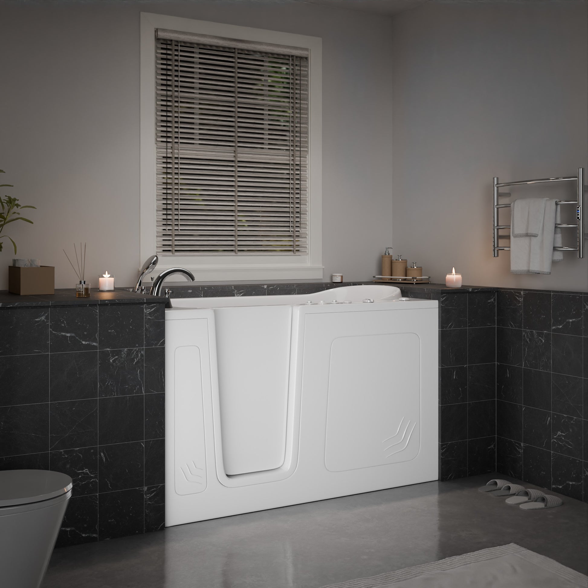 MediTub Meditub Collection 32 x 60 left-side drain combination jetted bathtub, white, powered fast drain