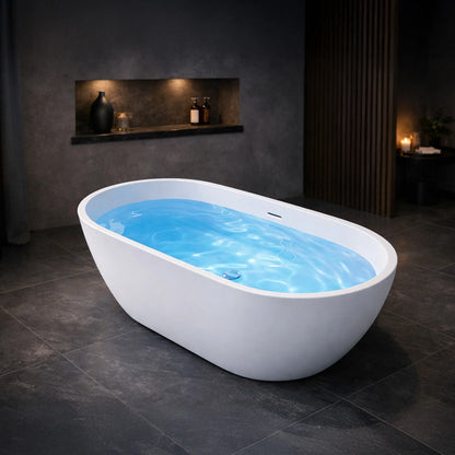 Mone 59 in. Acrylic Glossy Flatbottom Bathtub in White