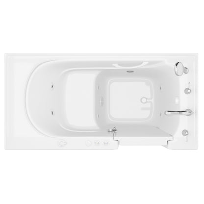 Meditub Collection 30 x 59 Whirlpool Jetted Bathtub with Right Drain in White with Powered Fast Drain