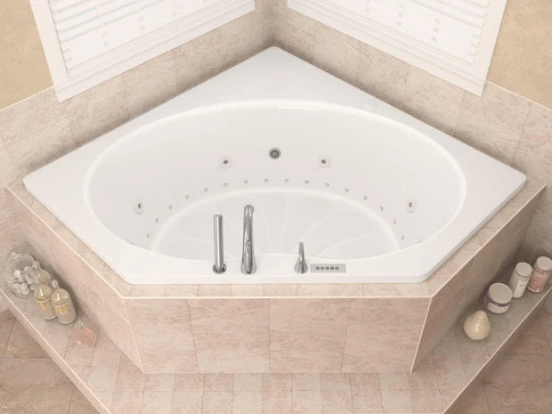 Eclipse  60 in. x 60 in. Corner Air and Whirlpool Jetted Bathtub with Left Drain in White