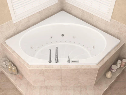 Eclipse  60 in. x 60 in. Corner Air and Whirlpool Jetted Bathtub with Left Drain in White