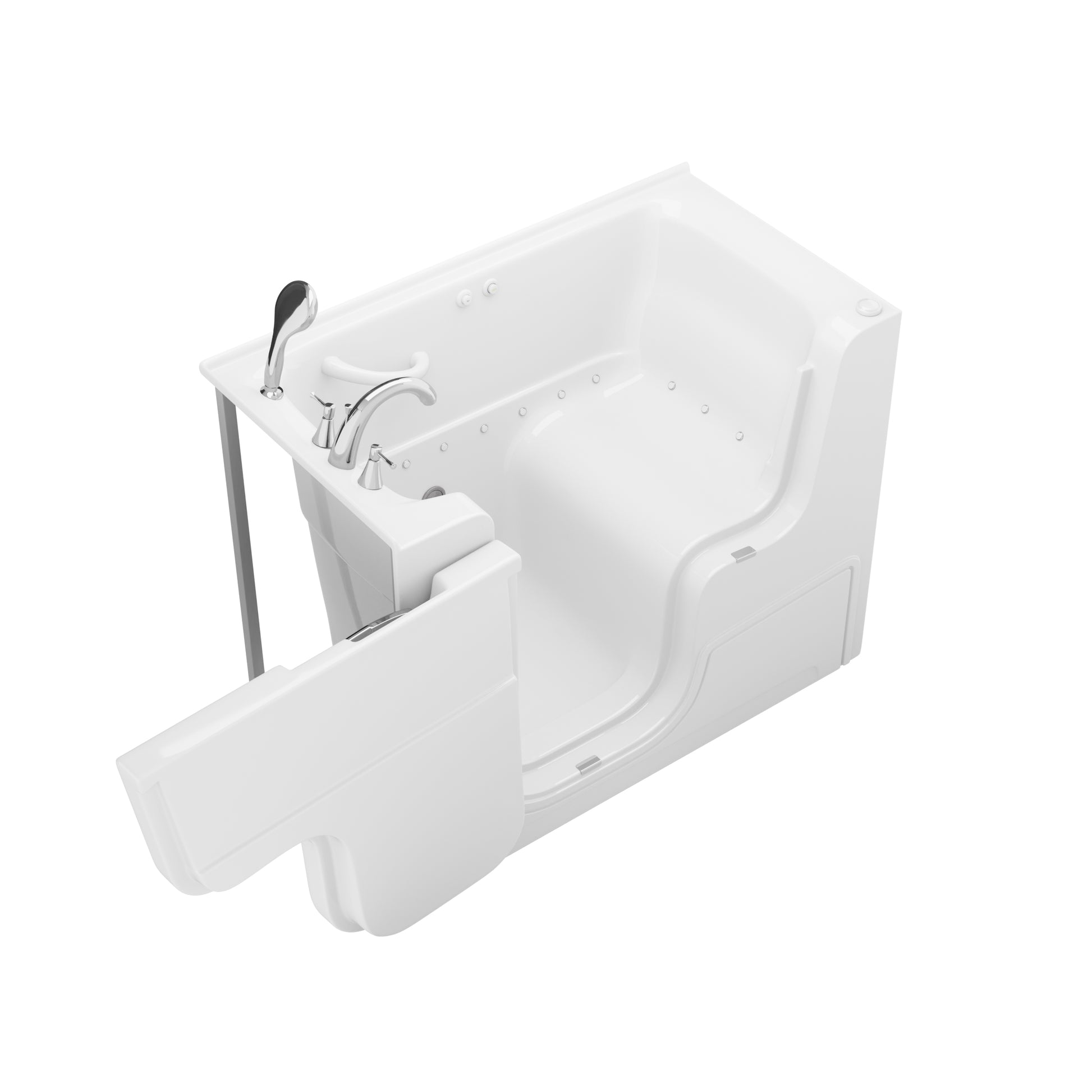 MediTub Collection 29 x 52 left-side drain air-jetted bathtub in white with chrome faucet and built-in jets