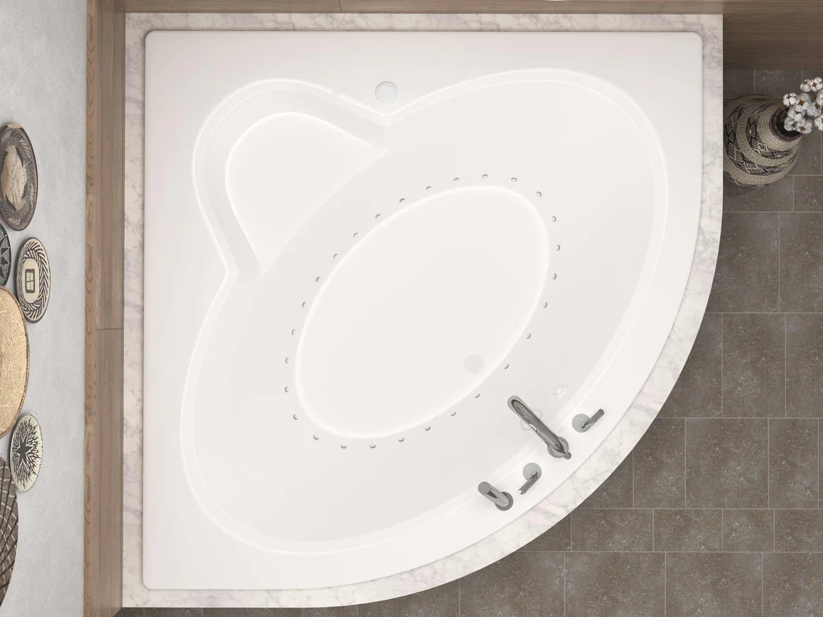 Alexandria 60 in. x 60 in. Corner Air Bathtub withRight Drain in White with Aromatherapy Bubbles