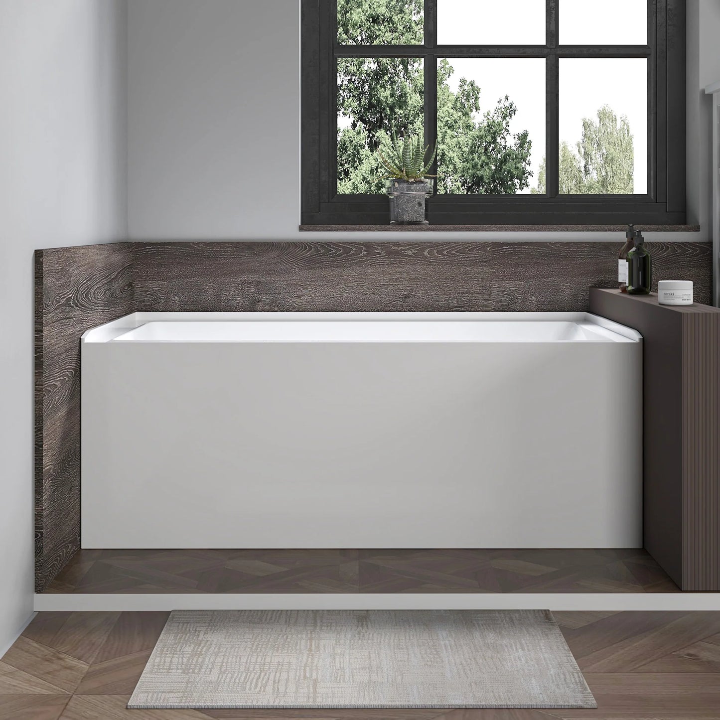 Acrylic Soaking Bathtub with Overflow and Drain Left by Vanity Art