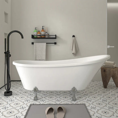 Clawfoot Freestanding Soaking Bathtub in White/Polished Chrome by Vanity Art