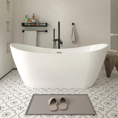 Flatbottom Center Drain Freestanding Soaking  Bathtub