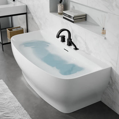 Bank Series 65 in. x 31 in. Flat Bottom Acrylic Freestanding Soaking Bathtub with Center Drain, Polished Chrome Faucet