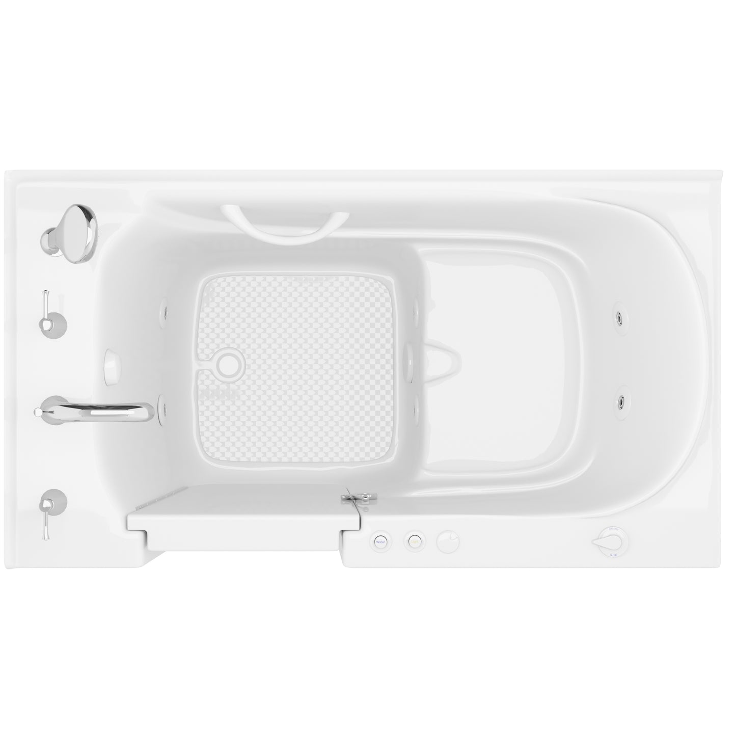 MediTub Collection 30x54 left-drain walk-in whirlpool tub, white with powered fast drain