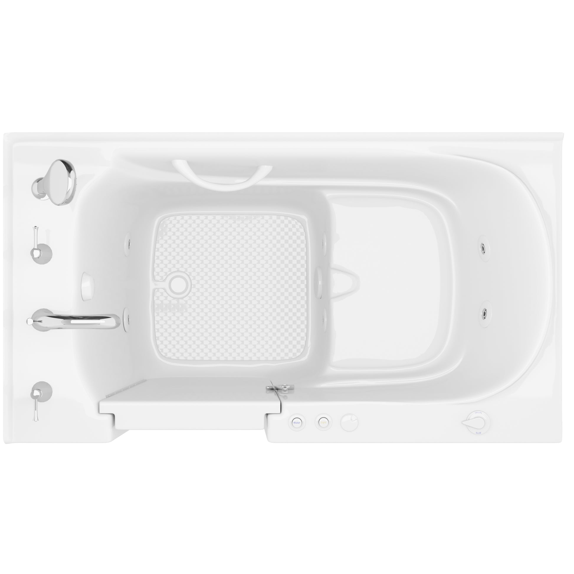 MediTub Collection 30x54 left-drain walk-in whirlpool tub, white with powered fast drain