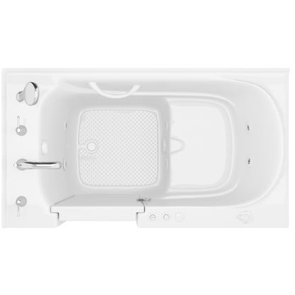 MediTub Collection 30x54 left-drain walk-in whirlpool tub, white with powered fast drain