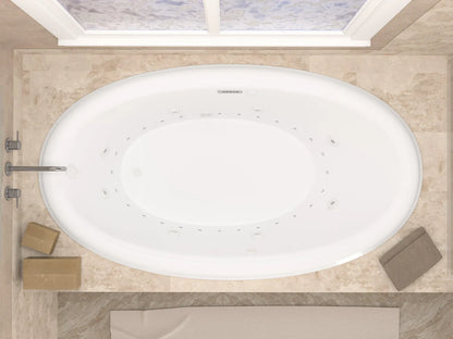 Petite 36 x 60  Oval Air and Whirlpool Jetted Bathtub with Left Drain in White