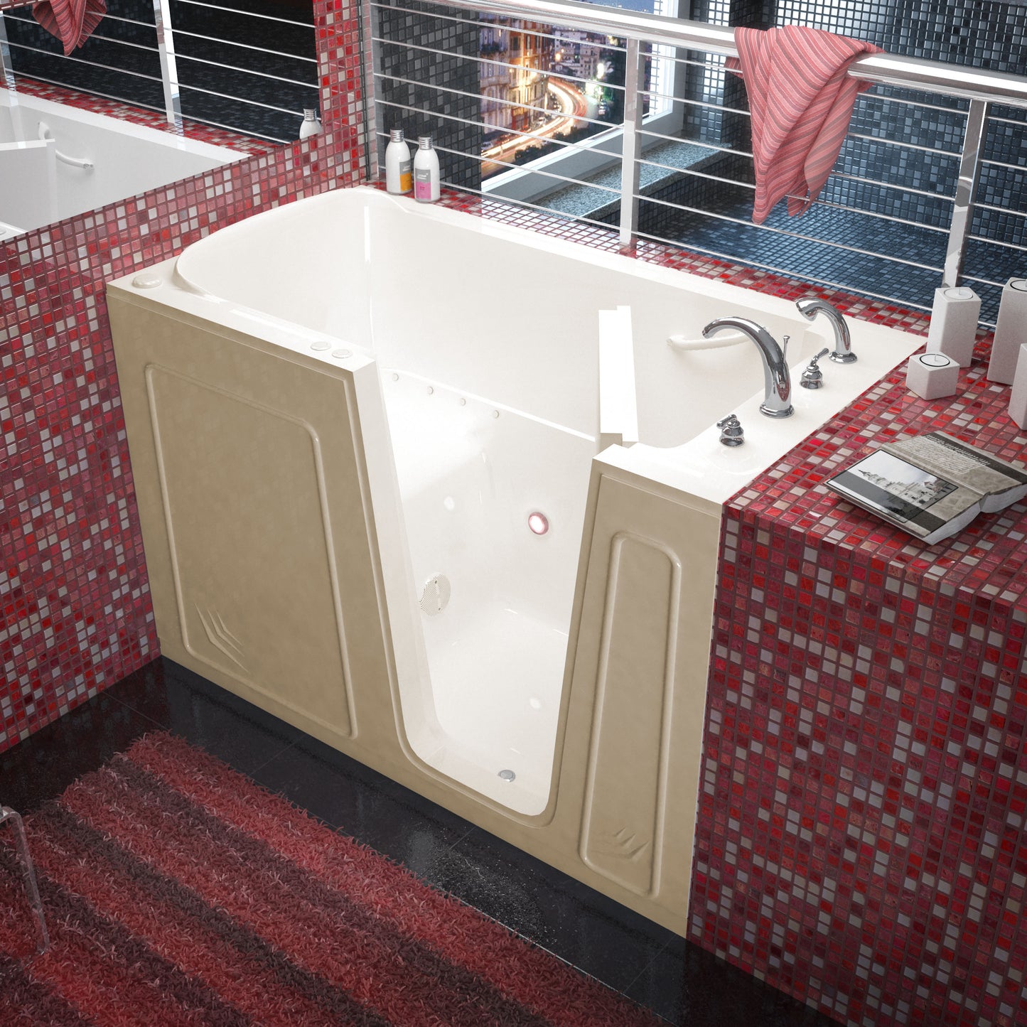 MediTub Walk-In 32x60 Right Drain Biscuit Air-Jetted Alcove Bathtub