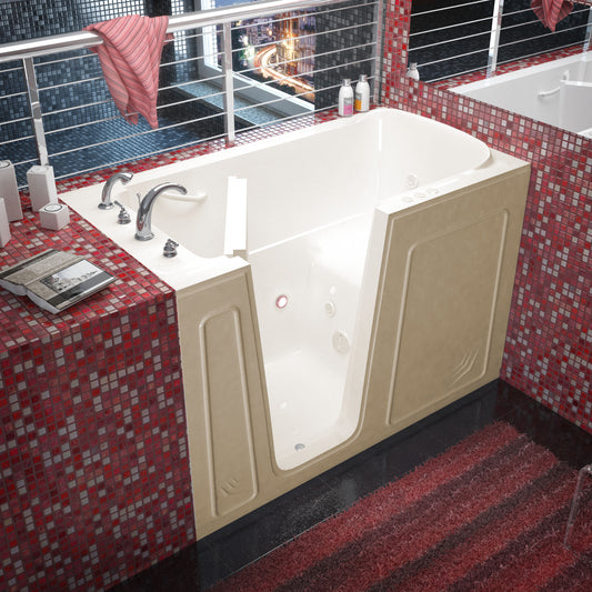 MediTub walk-in bathtub, biscuit color, 32x60 left-drain whirlpool jets