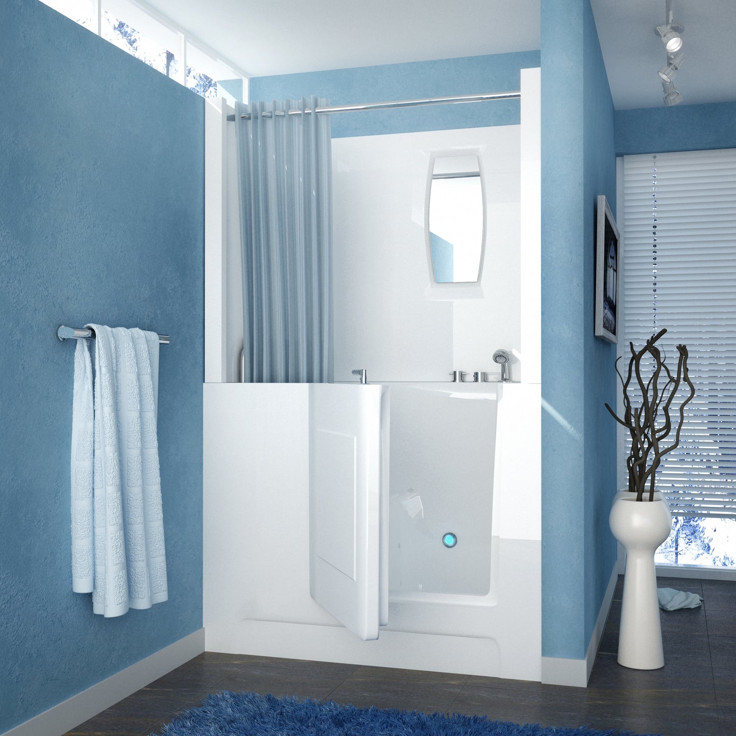 MediTub white air-jet walk-in bathtub, 27 x 47, right drain