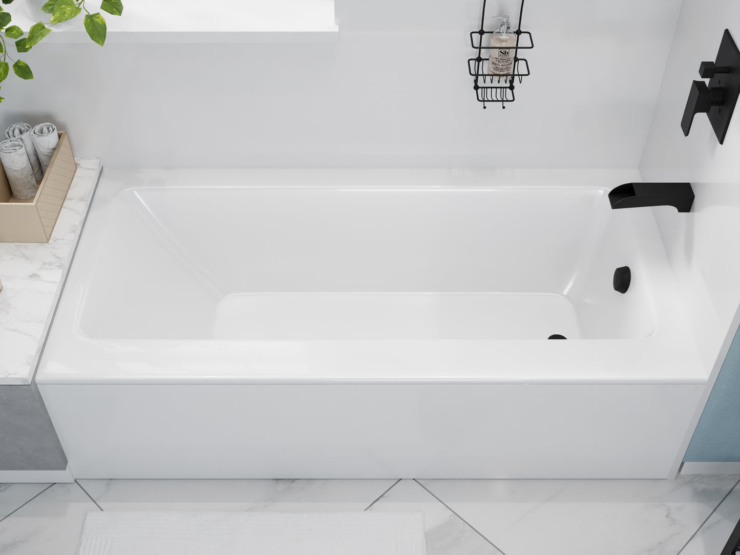 Saba 60 in. Right Drain Soaking Front Skirted Bathtub in White
