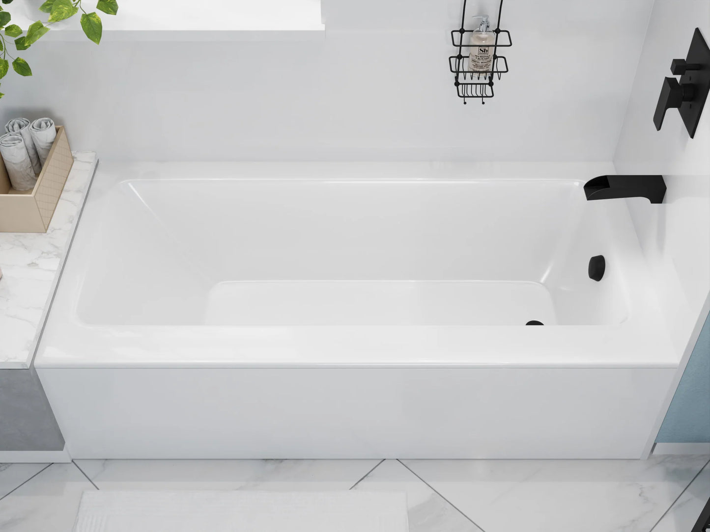 Saba 60 in. Right Drain Soaking Front Skirted Bathtub in White