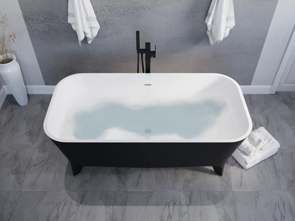 Nightshade Series 63 in. x 32 in. Soaking Freestanding Bathtub with Center Drain in Matte Black Exterior and Feet