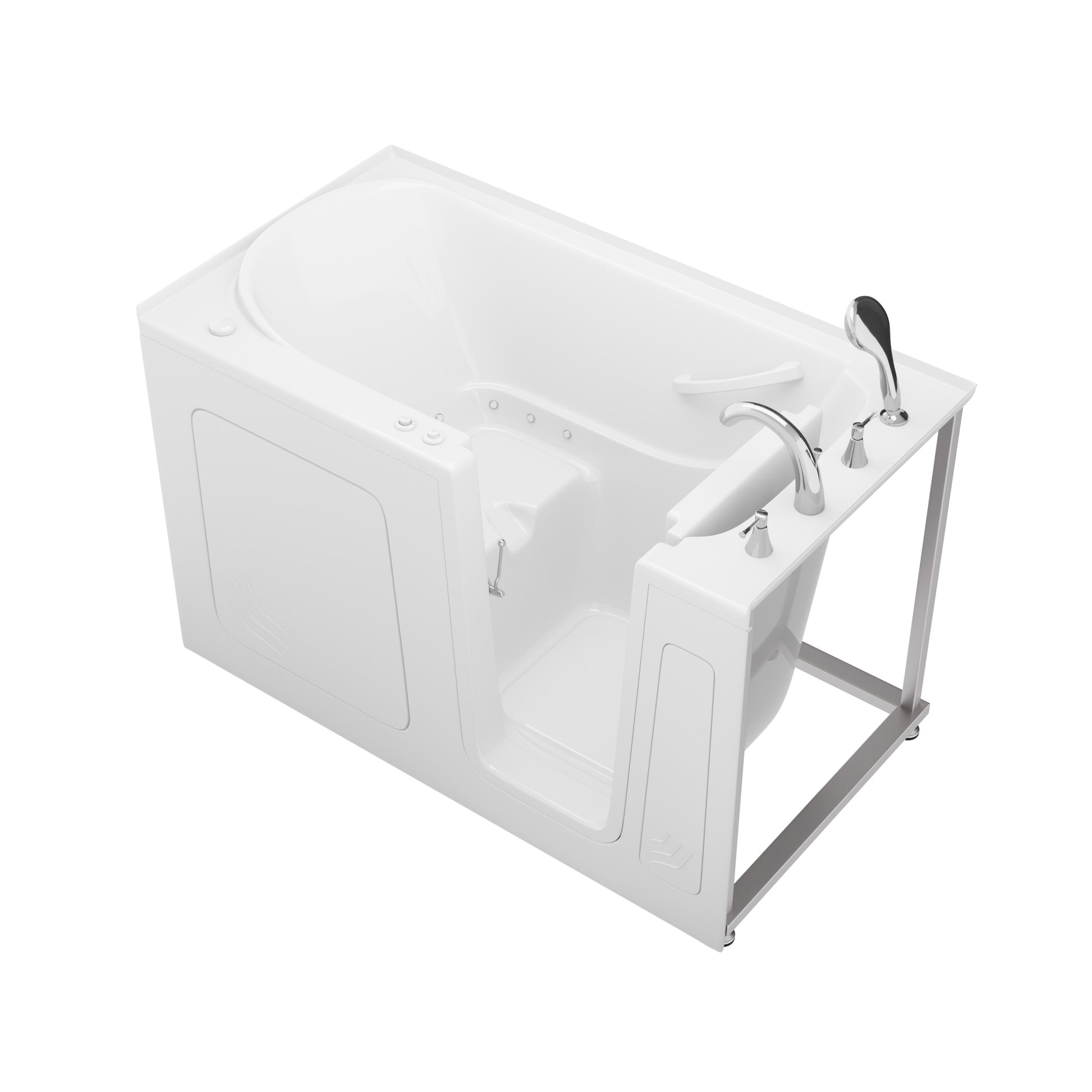 MediTub 32x60 white alcove bathtub with right-side drain built-in jets aroma chromatherapy chrome faucet fixtures