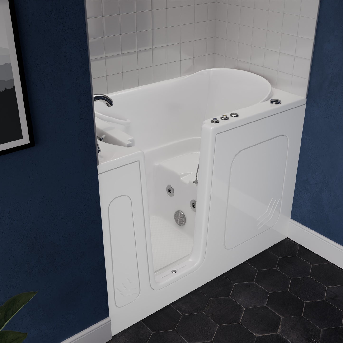 MediTub 30x54 in white walk-in whirlpool tub with left drain and jets