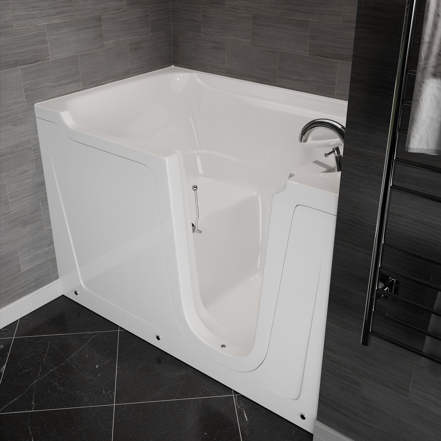 MediTub Collection 36 x 60 right-side drain jetted alcove bathtub in white with fast-filling faucet set
