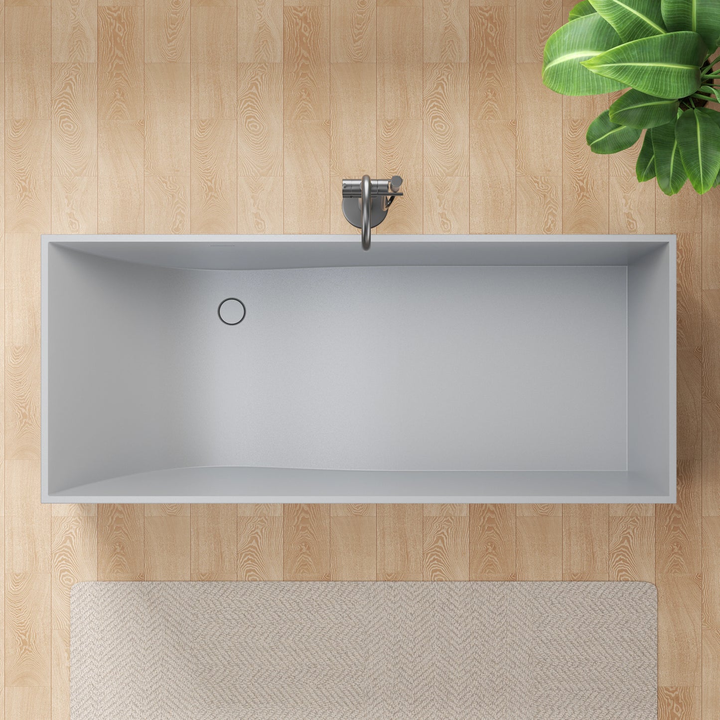 Palace Series 67 in. x 32 in. Flat Bottom Solid Surface Freestanding Soaking Bathtub with Reversible Drain in Slate Gray